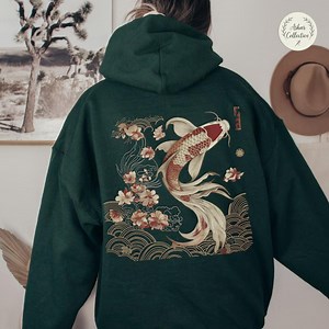 Vintage Japanese Koi Fish Hoodie: Art Nouveau Nautical Sweater - Etsy Canada