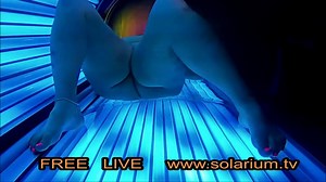 BBW Fat Woman Masturbates in Public Solarium Hidden Camera Filmed