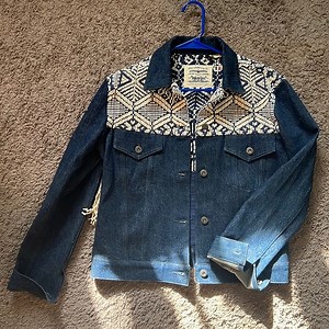 Levi Jean jacket with fringe on back
