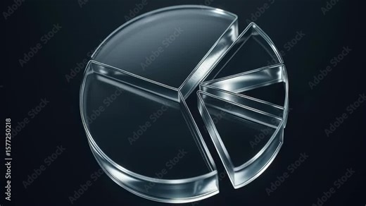 Abstract Representation of a Modern Pie Chart with Transparent Sections and Dark Background