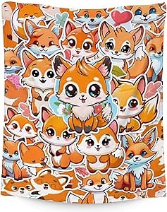 Fox Blanket - Soft, Fuzzy & Fluffy - 80x60 Inches Twin Size Blanket for Bed, Couch - Orange Cute Throw Blanket Gifts for Adults, Women & Men