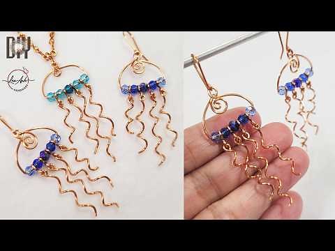 DIY cute jellyfish for beginners | simple earrings with beads and wire 1058