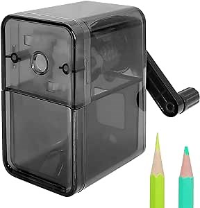Sonuimy Manual Pencil Sharpeners for Colored Pencils, Auto-Stop Sharpener with Heavy Duty Blade,Hand Held Fast Sharpener for #2,HB,Colored Pencils School Classroom Home Office Artist Student-Black