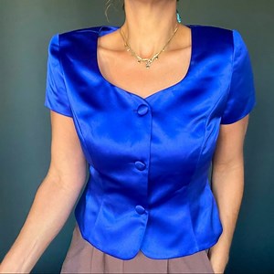 Vintage Royal Blue Maggy London Button Down Suit Jacket