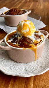 PUMPKIN STICKY TOFFEE PUDDINGS FOR TWO Soft, gooey, warming pumpkin-y goodness 🍂 Recipe below OR comment ‘PUMPKIN’ to get the recipe sent to you 🤎 #Recipe Details (2, 14oz ramekins OR 4, 8oz ramekins): Pumpkin Pudding Cakes: - 2 tbsp salted butter - 1/2 cup pitted, chopped dates - 1 tsp baking soda - 6 tbsp boiling water - 1 cup pumpkin puree - 1/2 cup brown sugar (preferably dark) - 1 tsp cinnamon - Optional: 1/2 tsp pumpkin pie spice - 1/4 tsp salt - 1 cup all-purpose flour - Vanilla ice cre