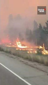 Roaring wildfire surrounds drivers on BC's Coquihalla Highway