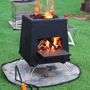 [Hot Item] Outdoor Camping Cooking Stove Portable Wood Burning Square Fire Pit Stove