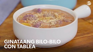 Believe it or not, the combination of Ginataang Bilo-Bilo and tablea is delicious! Click here for the Ginataang Bilo-Bilo con Tablea recipe ☛ BiteSized.ph/recipes/ginataang-bilo-bilo-con-tablea/ | BiteSized