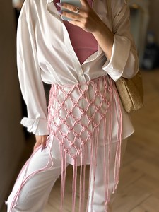 Macrame Fringe Shawl Skirt: Boho Beach Cover-up, 100% Cotton - Etsy