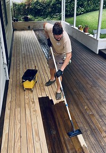 This treated pine deck was never been sanded since it was built #creatorsearchinsights #SatisfyingVideos #BeforeAndAfter #Crafting
