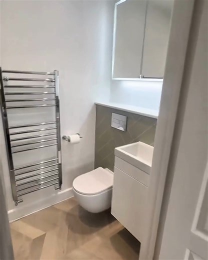 2.7K views | Add a subtle pop of colour to your bathroom with Multipanel  Our award-winning Sage Green Herringbone tiles are a great way to add colour to your bathroom without dominating the entire room. Available across metro and large tile effects, as well as a plain decor in the Pure Collection - order a sample today on our website: https://bit.ly/41x70Kv ️ Mead's Plumbing | Multipanel | Facebook