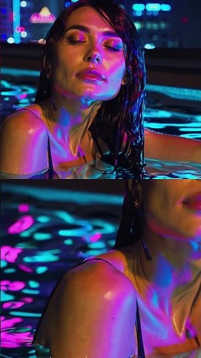 Night Hot Tub Vibes: Neon Lights & Relaxing Pool Party!