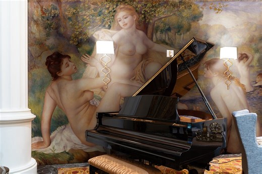 French Art Wallpaper, Bathers Lady Landscape Wall Mural, Scenic Vintage Home Decor, Peel and Stick Self Adhesive or Traditional Wallpaper - Etsy