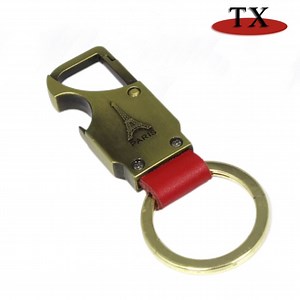 [Hot Item] Custom Waist Hanging Opener Keyring Multi-Function Leather Metal Eiffel Tower Commemorative Keychain
