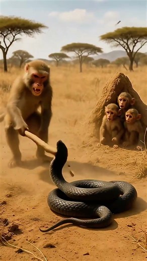 Monkey vs Black Mamba: Savage Battle in the African Savanna (AI Simulation)