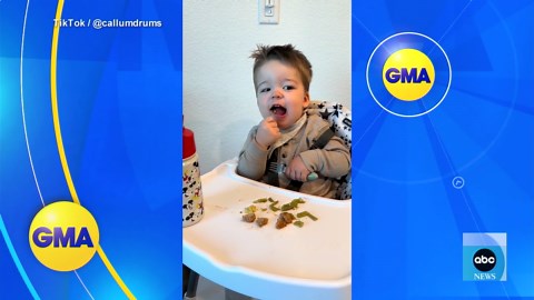 Toddler shows off rhythm skills