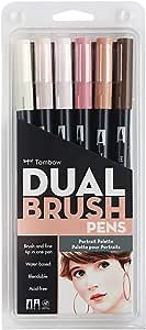 Tombow Dual Brush Pen Art Markers, Portrait, 6-Pack
