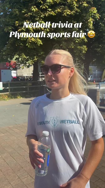 Quizing other sports clubs about netball at plym uni sports fair 🤩