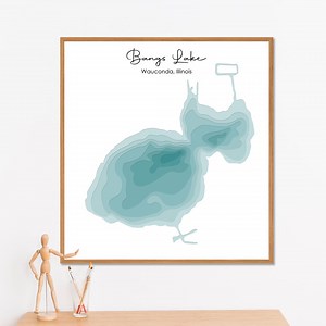 Digitale Datei: Bangs Lake, benutzerdefinierte Karte, See Karte, Tiefenkarte, Konturkarte, See Karte, Wandkunst, Hausdekor, Hüttenhaus, Angeln im Freien - Etsy.de