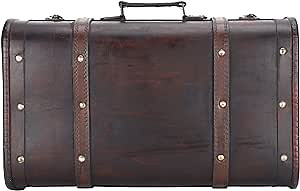 Tuzoo Wooden Suitcase, Portable Beautiful Wooden Antique Wooden Case, Antique Style for Men Women Photo Studio