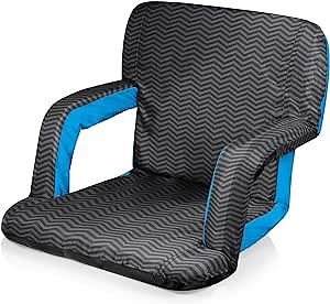 Amazon.com : PICNIC TIME Ventura Portable Reclining Stadium Seat with Back Support, Folding Bleacher Chairs with Back and Cushion, Thick Padded Stadium Seat and Armrest, Six Backrest Positions, (Waves Collection) : Sports & Outdoors
