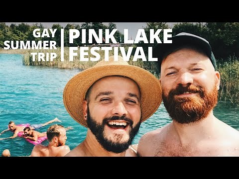 Pink Island during Pink Lake Festival in Austria: Beach Day at Wörthersee