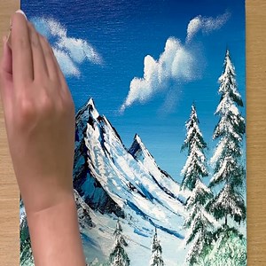 Painting Winter / Acrylic Painting with Scissors / Drawing Mountains | Painting Skills