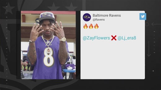 Zay Flowers celebrates in Lamar Jackson jersey during post-draft party