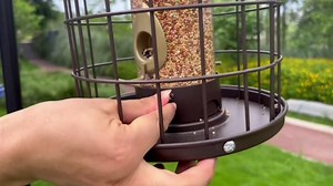 Cage Bird Feeders Metal for Outside - Hanging Wild Bird Feeder Squirrel-Proof - 3lbs Tube Feeder - 4 Feed Ports, Perfect Backyard Decoration, Brown