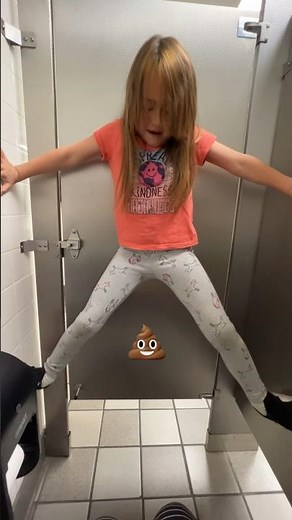 Kid climbs bathroom stall while Mom POOPS #shorts