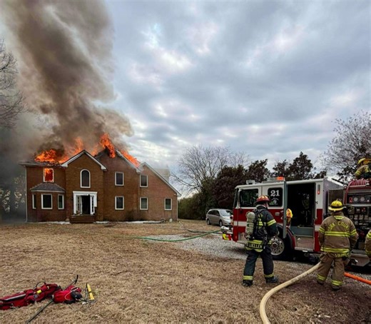 Structure fire damages large two-story home in Hayes