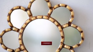 Small Round Wall Mirror 6in with Frame Bronze Leaf from Peru - Artisan Mirror - Exclusive Handmade Gift