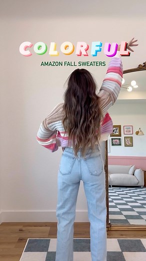 2.7K views · 17 reactions | These colorful amazon sweaters are perfect to add to your fall wardrobe. Perfect for a pop of color, layering, and bringing sunshine back into the winter months ️ #amazonfashion #amazonfallfashion #colorfulsweaters #affordablefashion #amazondeals #fallwardrobeessentials #colorfulfallfashion | Hannah Adams | Facebook