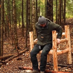 Asbjorn Bushcraft Tar Kiln, Table from Old Slab and Grand Log Chair 2024. | Complete Bushcraft