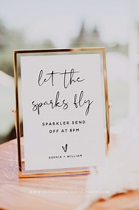 Let the Sparks Fly Sign, Sparklers Send off Sign, Minimalist Wedding, Sparklers Sign, Wedding Send off Sign Template, Modern Wedding, M8 - Etsy