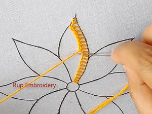 6.7K views · 74 reactions | Beautiful Modern Flower design hand embroidery tutorial for beginners, buttonhole stitch | Rup Embroidery | Facebook
