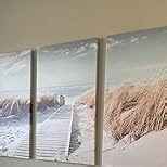 Hardy Gallery Beach Painting Ocean Wall Art: Seascape Artwork Coastal Picture Beach Scene Wall Decor and Seaside Canvas Art for Home Decorations 26"x16"x3panels