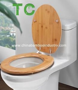 [Hot Item] Bamboo Toilet Seat with Zinc Alloy Hinge Molded Wood Toilet Seat Bamboo Toilet Lid Cover with Slow Close Toilet Bowl