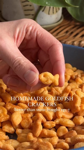 HOMEMADE GOLDFISH for episode 7 of Better Than Store-Bought! Comment 'RECIPE' and I'll send the recipe straight to your DMs. #homemade #goldfish #diy | Crowded Kitchen