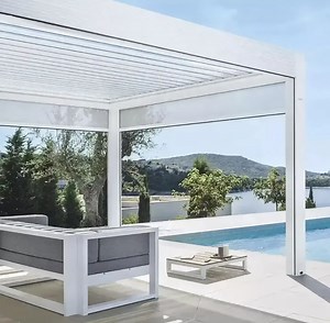 [Hot Item] Luxury Motorized Aluminum Gazebo Kits Remote Control Louver Roof Aluminum Pergola