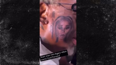Dennis Rodman Gets Huge Portrait Tattoo Of GF On His Face
