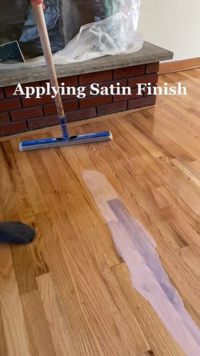 Applying Satin Finish ✅ #home #fyp #homeimprovement ##homedesign #homedecoration #homerenovation #flooring #flooringideas #realestate #newjersey #construction #constructor #refinishingwoodfloors #sanding #natural