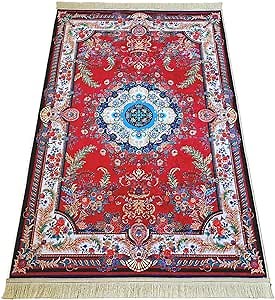 Muslim Prayer Rug - Janamaz Islamic Prayer Rugs with Ottoman Design - Strong & Soft Cotton Padded Floor Rug - Low Pile & Non-Slip Turkish Rug - Made in Turkey (Vivid Burgundy)