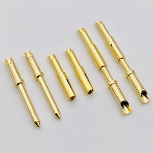 [Hot Item] Custom Silver Gold Plated Copper Brass Pogo Pin Contact Probe Crown Spring Clip PCB Welding Connector Terminal Male Female Pins