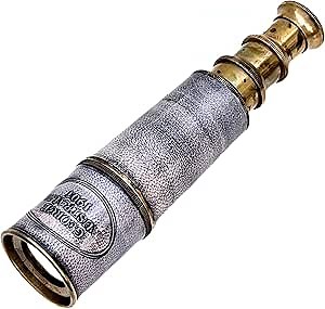 Antique Handcrafted Brass Handheld Telescope Nautical Maritime Leather Covered Home Decor Mini Spyglass Camping Tools Home & Table Decor