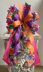 Tropical Floral Wreath Bow, Coastal Decor, Beach Wreath Bow, Tropical Wreath Bow, Lantern Sea Bow, Nautical Door Hanger Bow, Pool Bow - Etsy