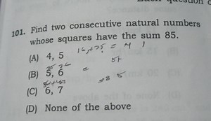 Find two consecutive natural numbers whose squares have the sum... | Filo