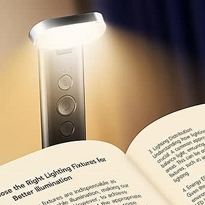 86lux Book Light, Reading Light for Book in Bed, USB Rechargeable LED Night Light with 3 Colors & Limitless Dimming, Aluminum Alloy Bookmark Light for Book Lovers,Gift, Technology Black