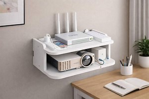 White Wall Mounted Router Shelf, Double Tiered Wifi Modem Organizer - Etsy UK