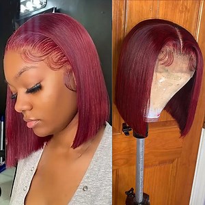 [Hot Item] 99j Short Bob Lace Front Wigs with Baby Hair Preplucked Hair Wig